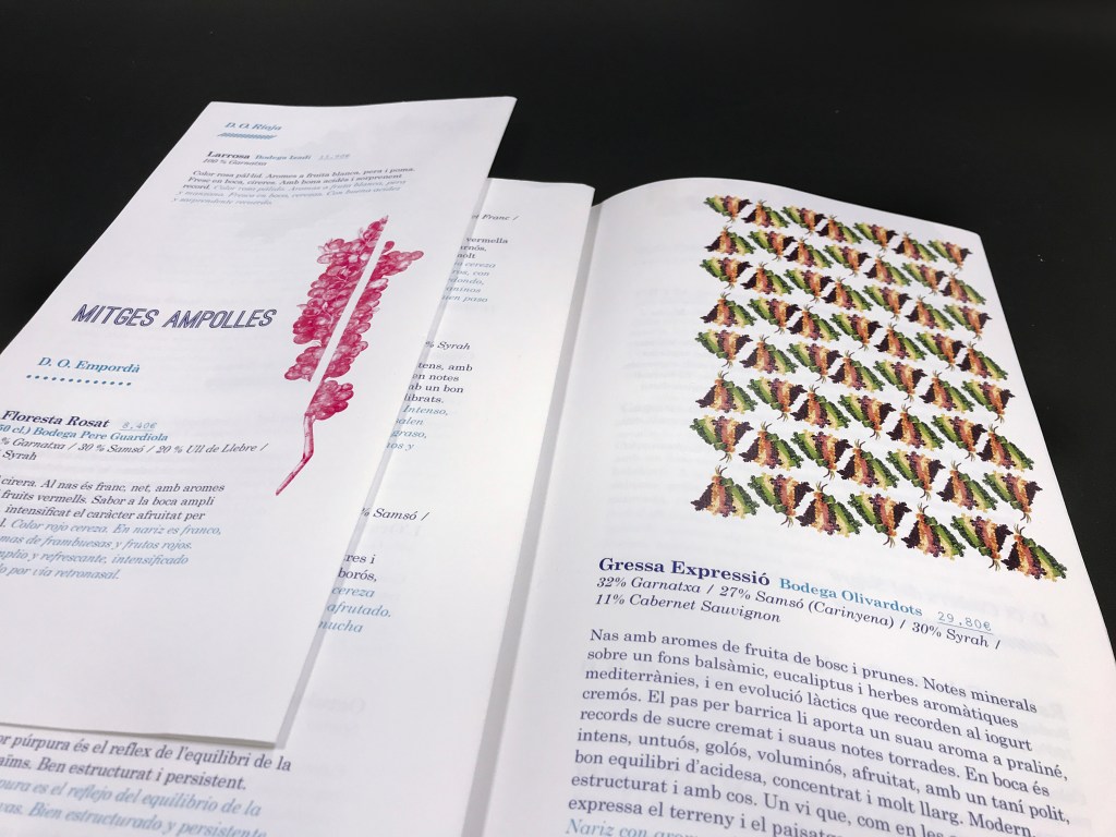 Disseny gràfic de carta de vins i celler premium